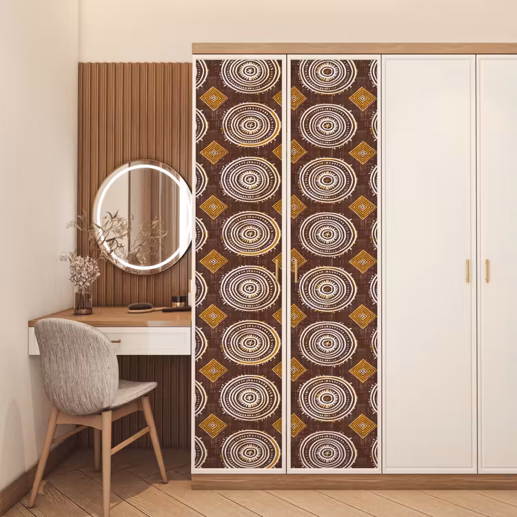 Deursticker - Chocoladebruin - Etnisch - Tribaal - Cirkels - Patroon — 5