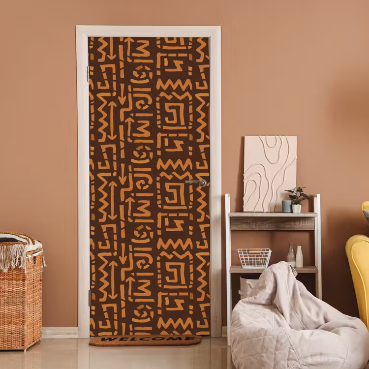 Deursticker - Chocoladebruin - Etnisch - Tribaal - Symbolen — 2