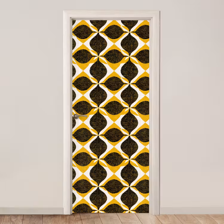 Deursticker - Geel - Zwart - Geometrisch - Retro - Textuur — 1
