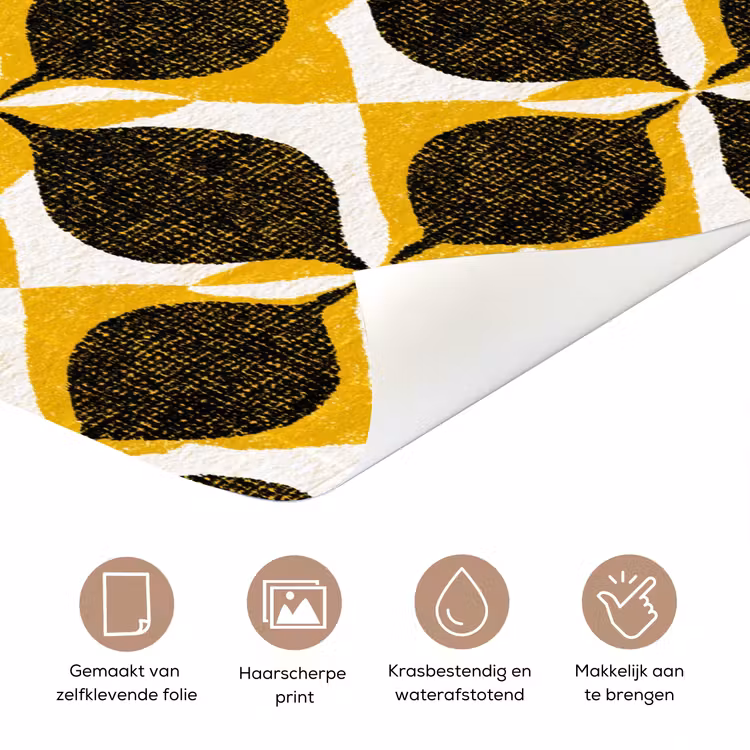 Deursticker - Geel - Zwart - Geometrisch - Retro - Textuur — 3