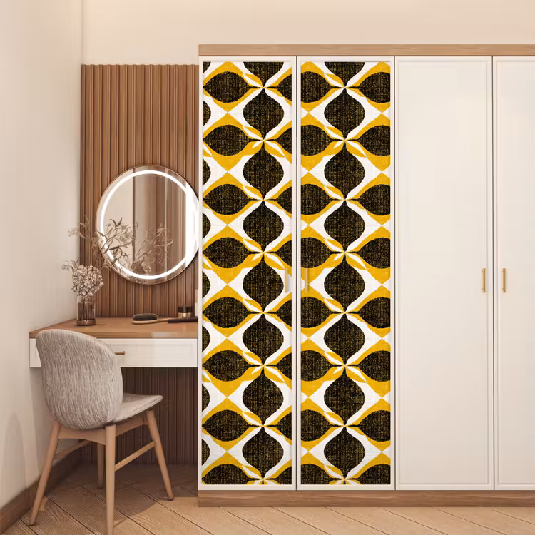 Deursticker - Geel - Zwart - Geometrisch - Retro - Textuur — 5