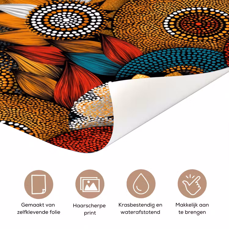 Deursticker - Kleurrijk - Aboriginal - Dot Painting - Botanisch - Patroon — 3