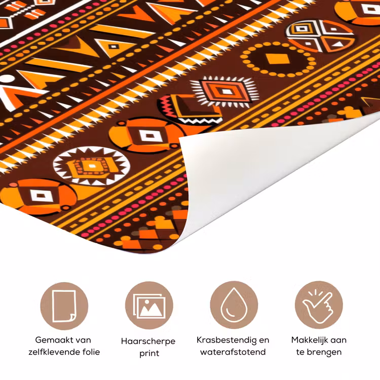 Deursticker - Oranje - Etnisch - Tribaal - Geometrisch - Patroon — 3