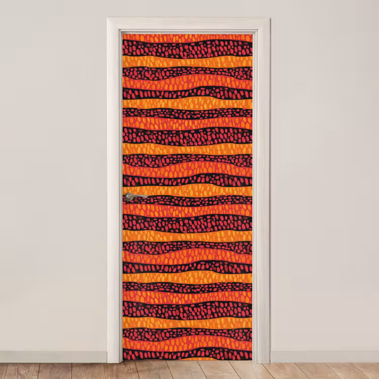 Deursticker - Oranje - Roze - Expressief - Patroon — 1