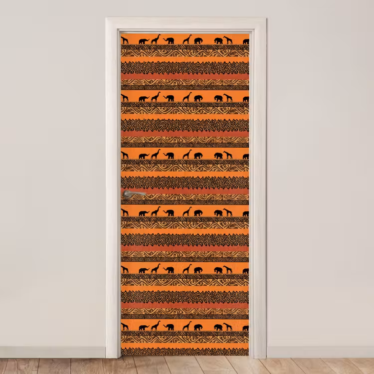 Deursticker - Oranje - Safari - Afrikaans - Dieren - Patroon — 1