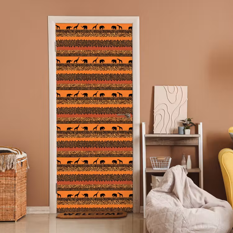 Deursticker - Oranje - Safari - Afrikaans - Dieren - Patroon — 2