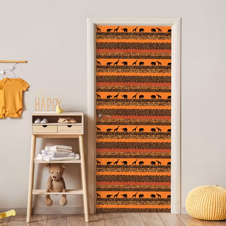 Deursticker - Oranje - Safari - Afrikaans - Dieren - Patroon — 6