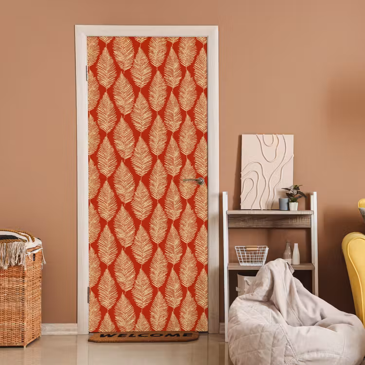 Deursticker - Rood - Botanisch - Varen - Patroon — 2