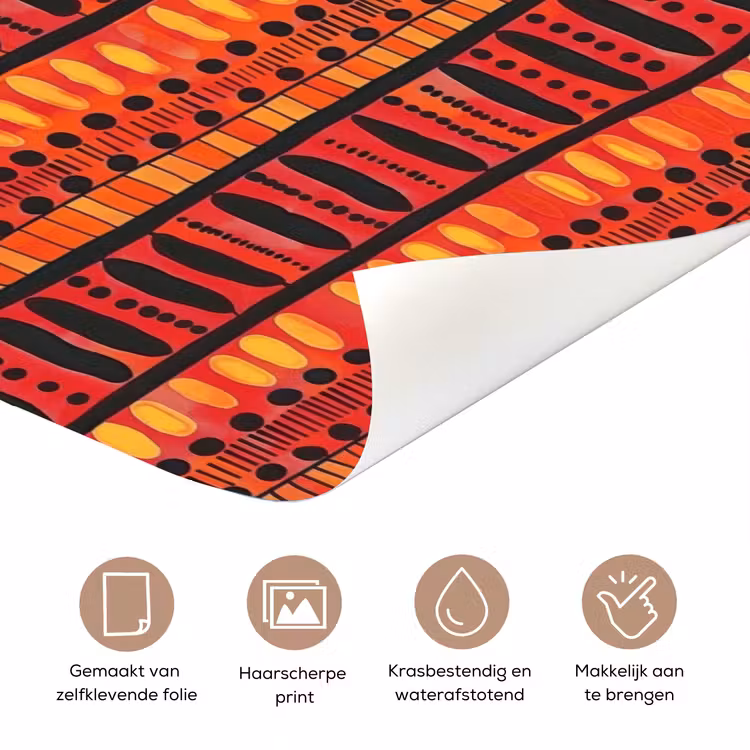 Deursticker - Rood - Oranje - Etnisch - Expressief - Patroon — 3