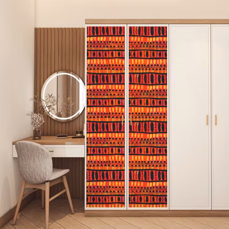 Deursticker - Rood - Oranje - Etnisch - Expressief - Patroon — 5