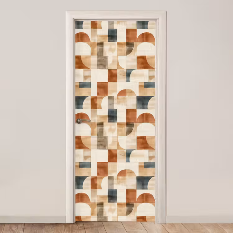 Deursticker - Terracotta - Geometrisch - Aquarel - Textuur — 1