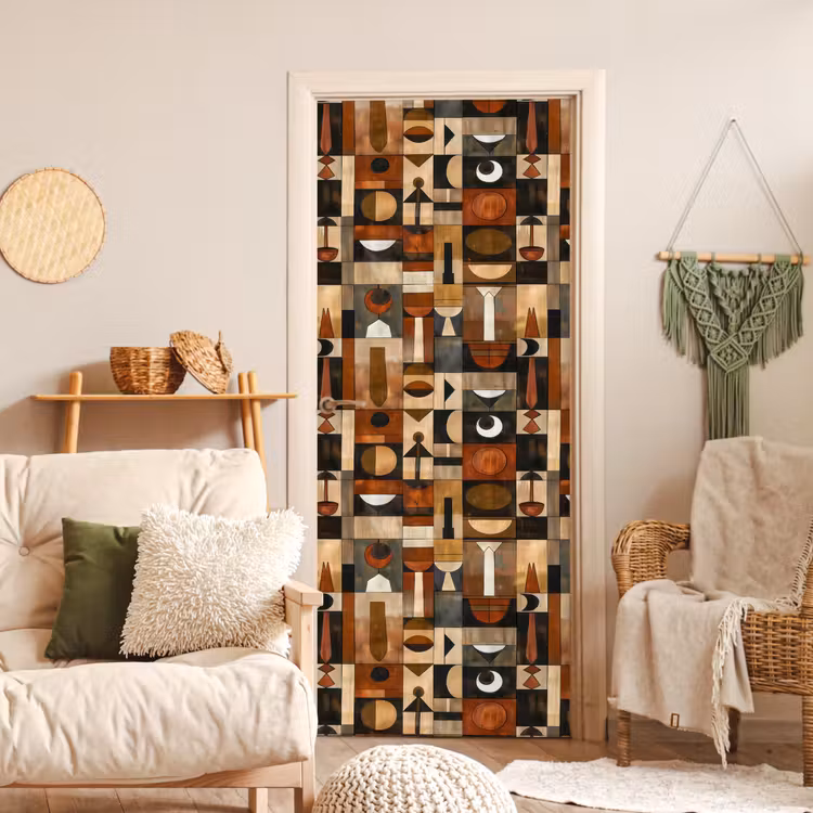 Deursticker - Terracotta - Geometrisch - Mid-Century - Patroon — 4