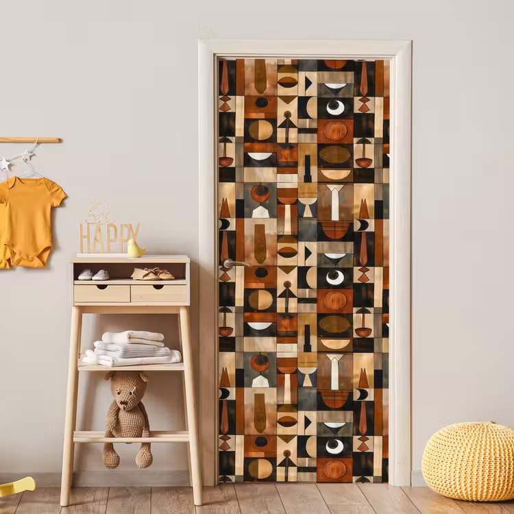 Deursticker - Terracotta - Geometrisch - Mid-Century - Patroon — 6