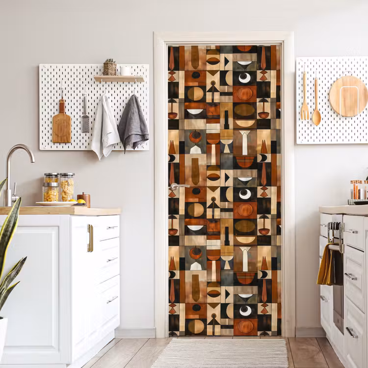Deursticker - Terracotta - Geometrisch - Mid-Century - Patroon — 7