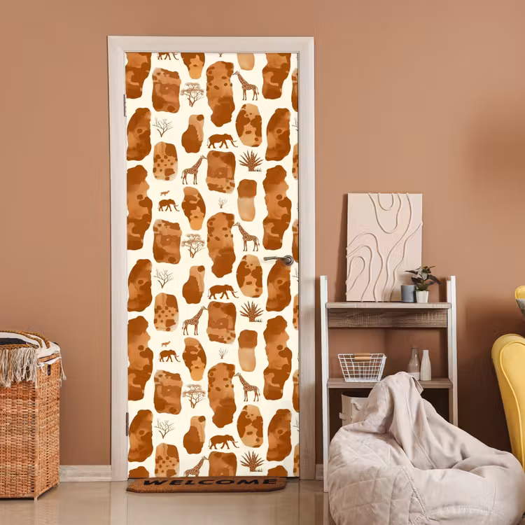 Deursticker - Terracotta - Safari - Dieren - Patroon — 2