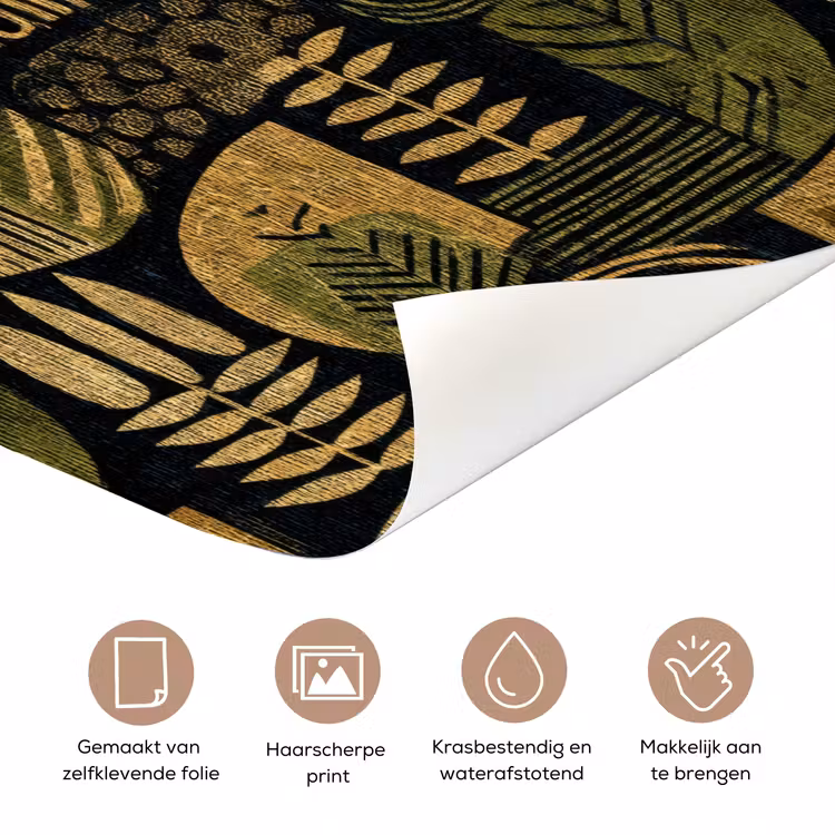 Deursticker - Zwart - Okergeel - Botanisch - Textuur — 3