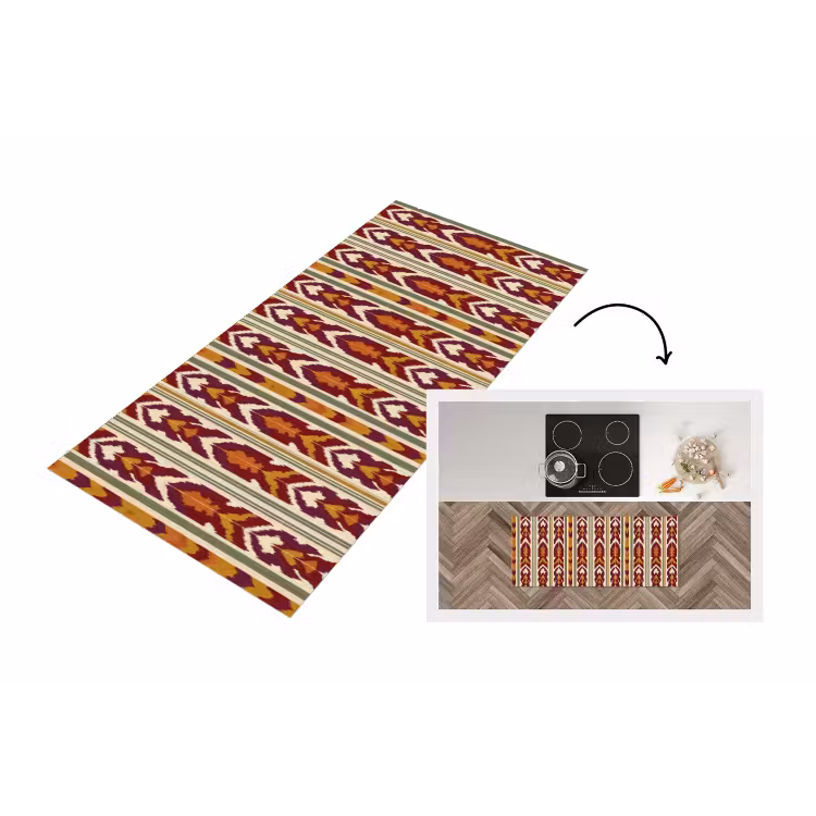 Keukenloper - Ikat - Bordeauxrood - Etnisch - Patroon — 1