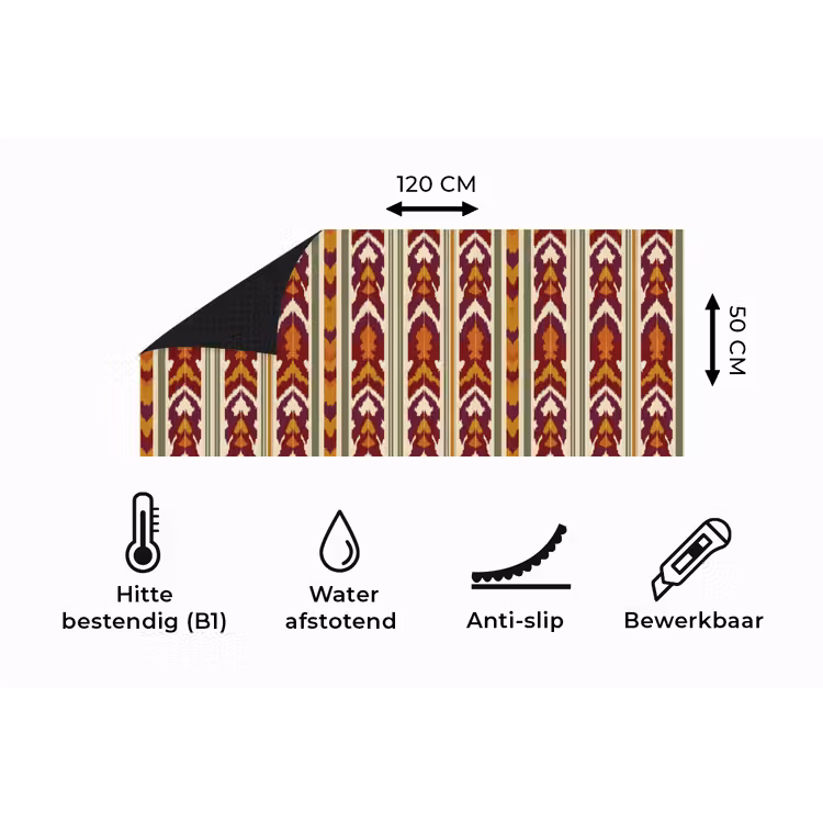 Keukenloper - Ikat - Bordeauxrood - Etnisch - Patroon — 5