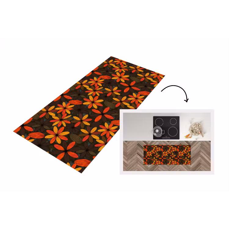 Keukenloper - Oranje - Retro - Bloemen - Herfst — 1