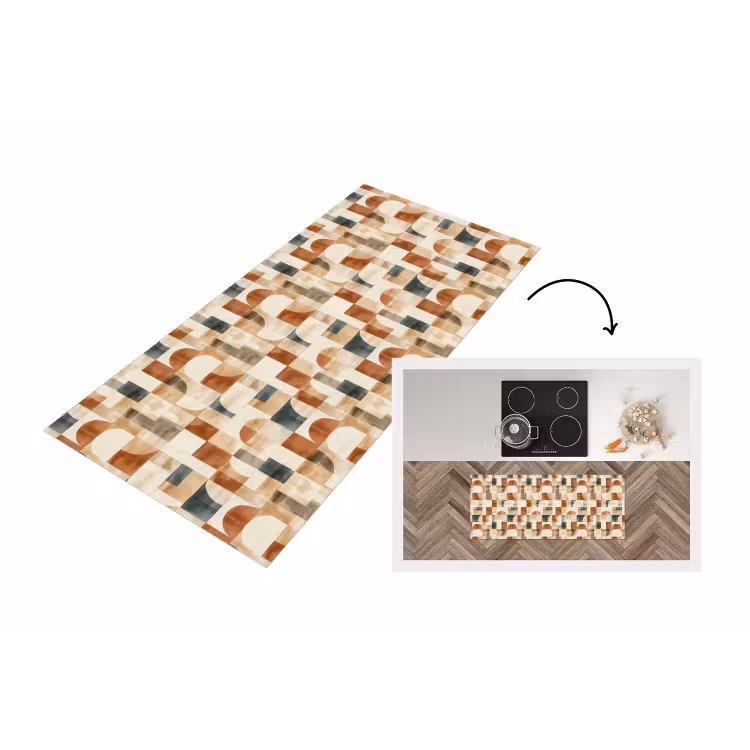 Keukenloper - Terracotta - Geometrisch - Aquarel - Textuur — 1