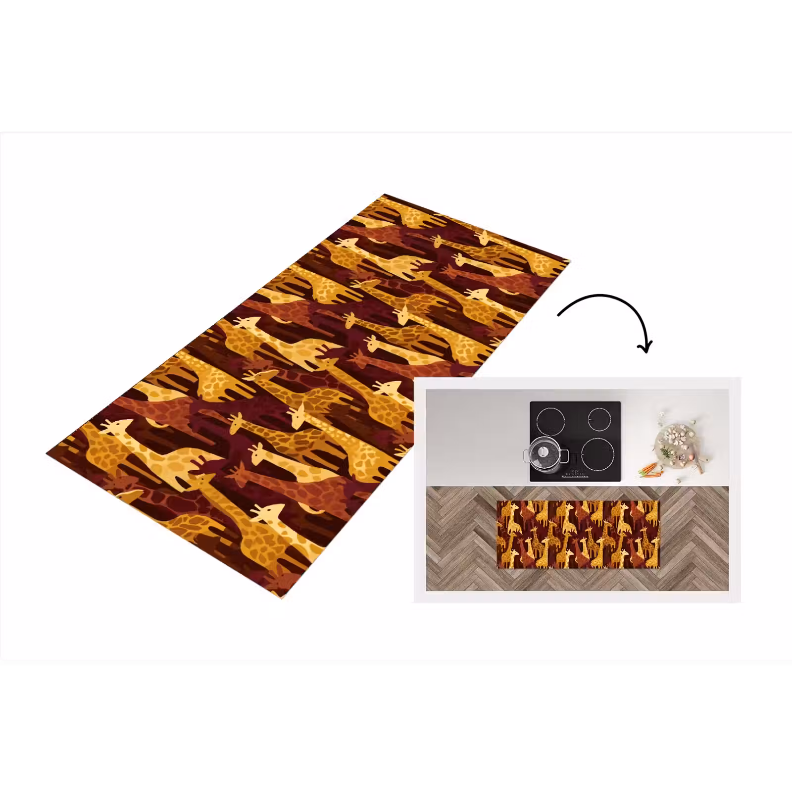 Keukenloper - Bruin - Giraffen - Safari - Patroon — 1