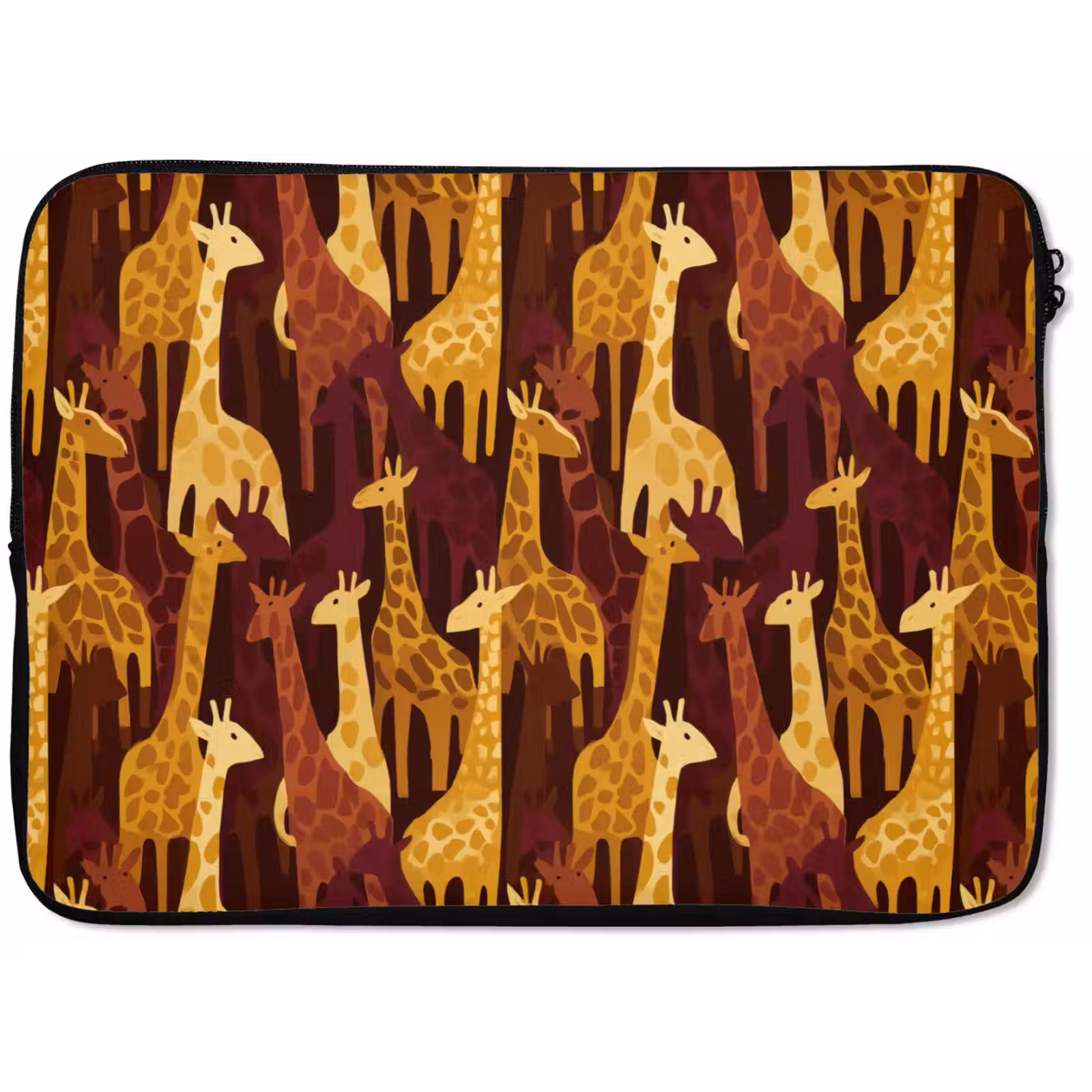 Laptophoes - Bruin - Giraffen - Safari - Patroon — 1