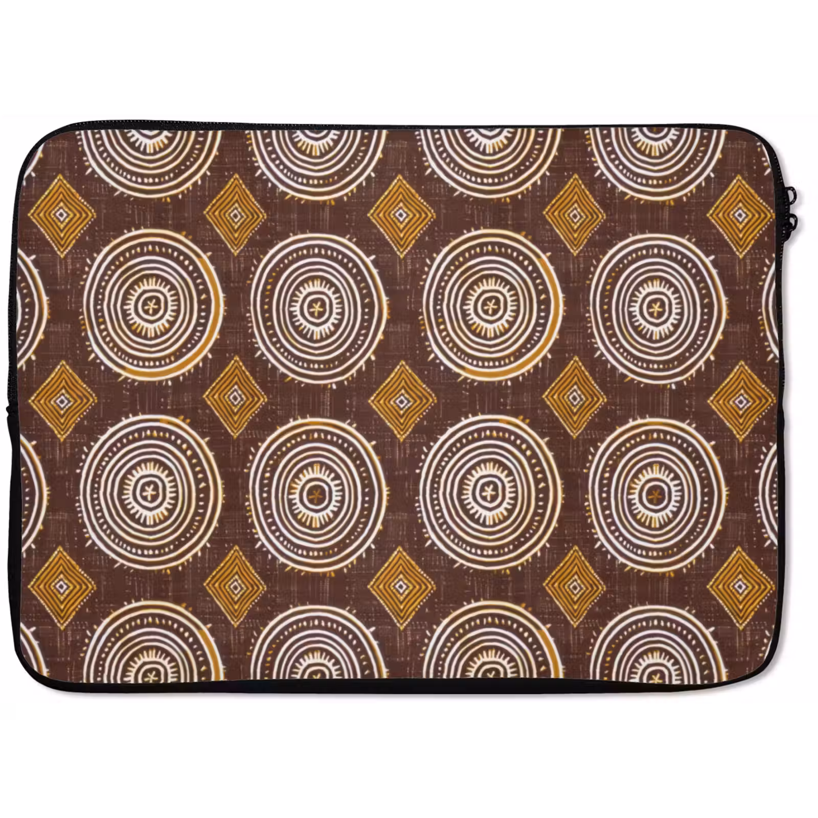 Laptophoes - Chocoladebruin - Etnisch - Tribaal - Cirkels - Patroon — 1