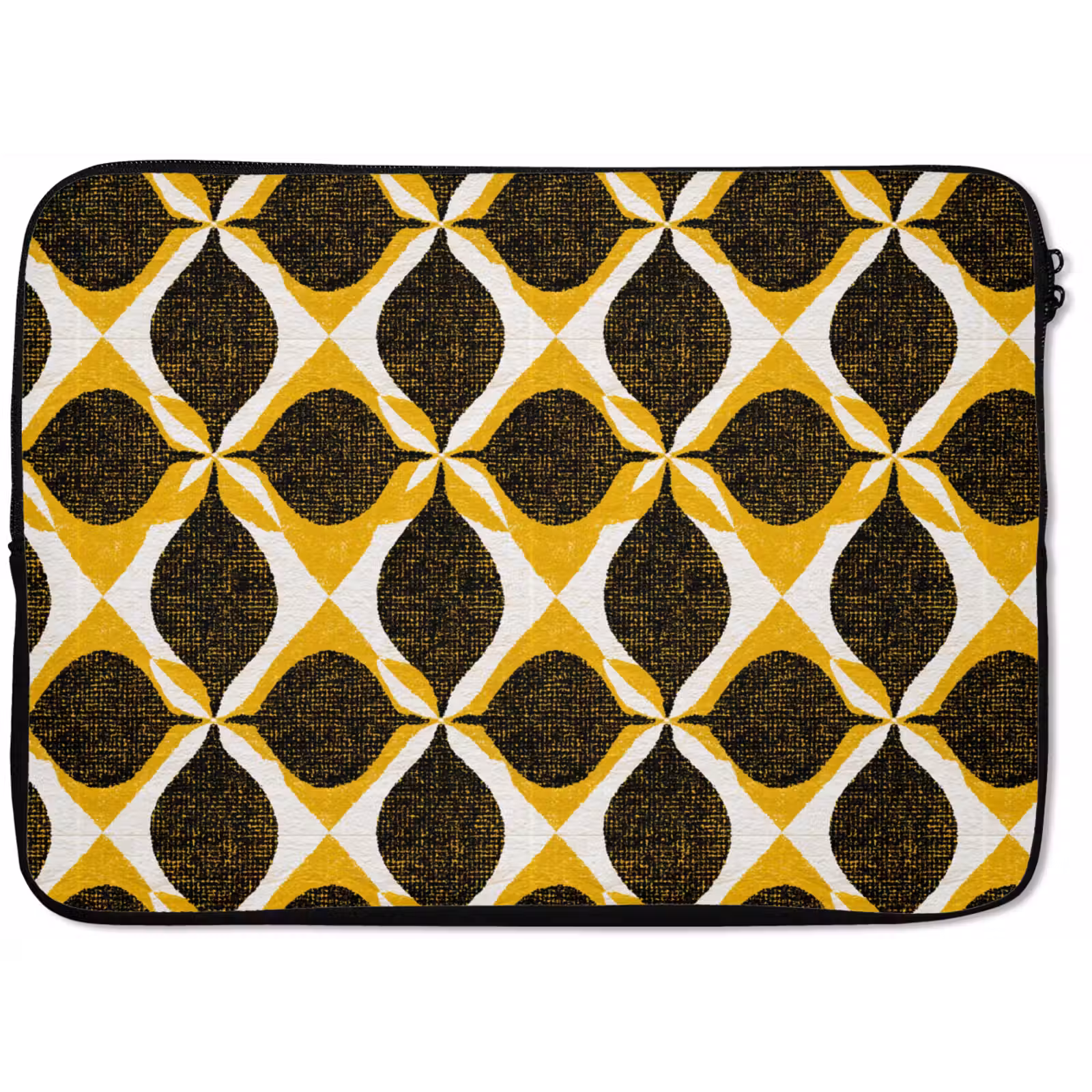 Laptophoes - Geel - Zwart - Geometrisch - Retro - Textuur — 1