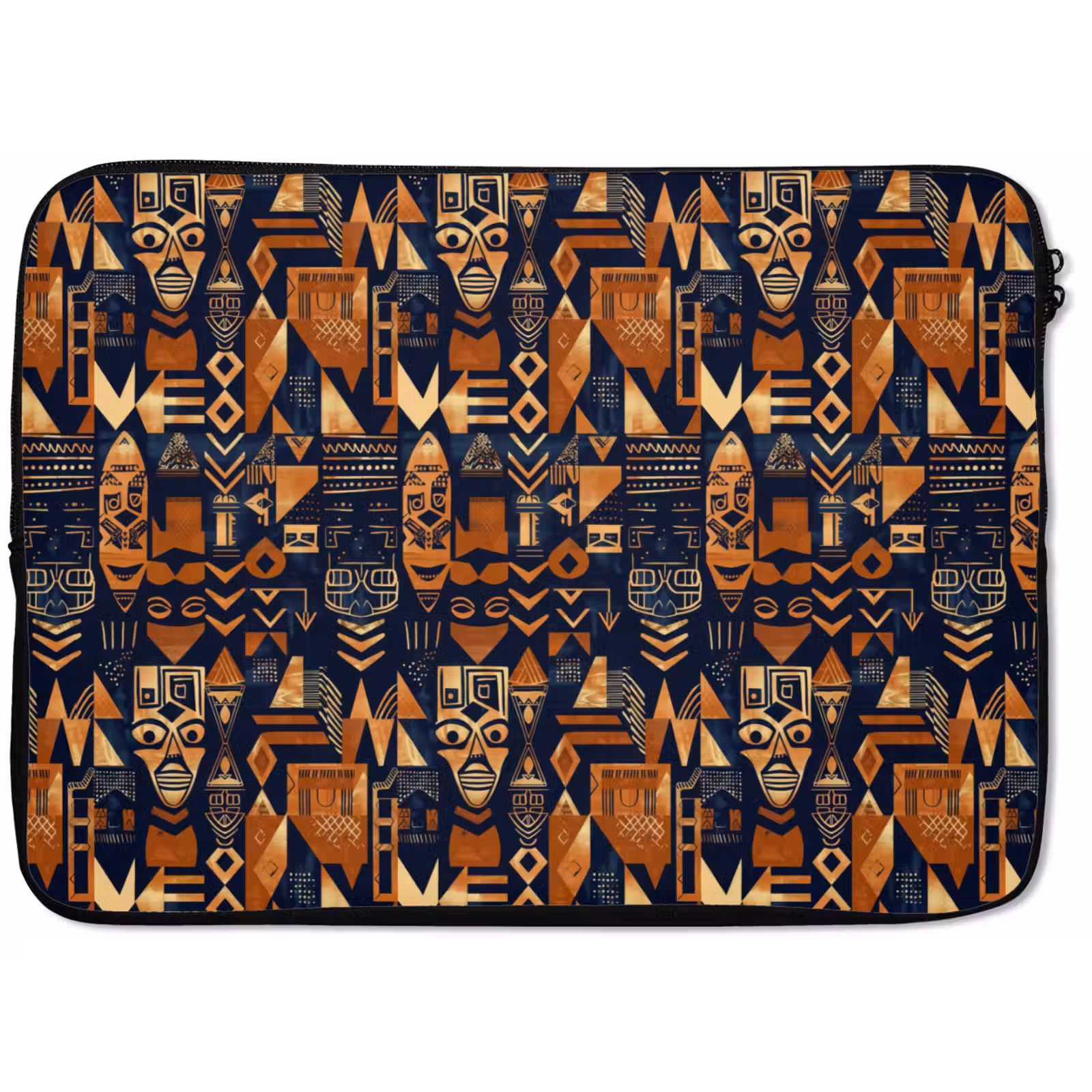 Laptophoes - Nachtblauw - Koper - Tribaal - Maskers — 1