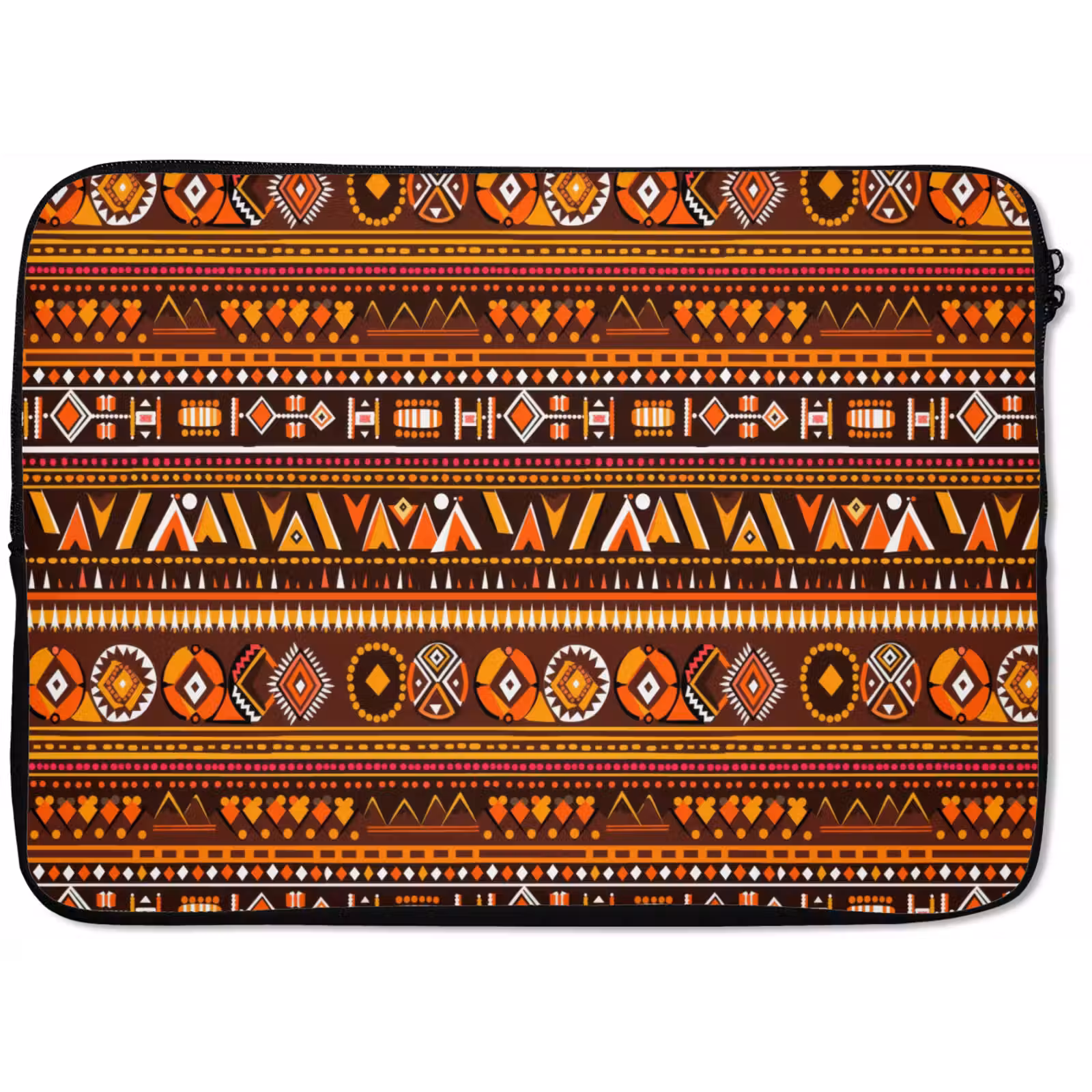 Laptophoes - Oranje - Etnisch - Tribaal - Geometrisch - Patroon — 1