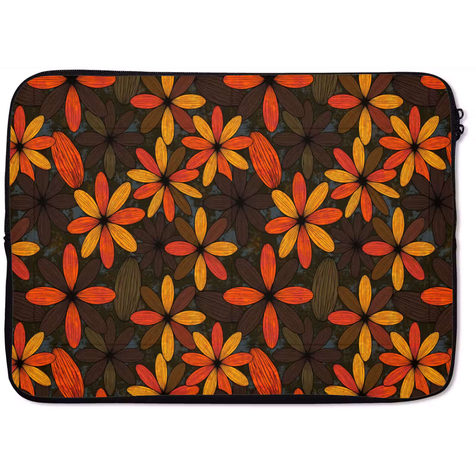 Laptophoes - Oranje - Retro - Bloemen - Herfst — 1