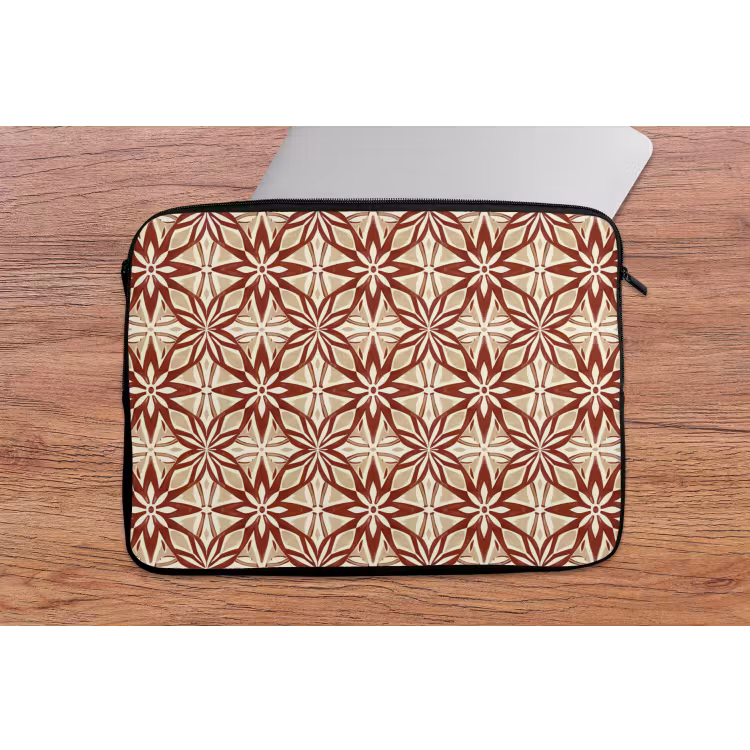 Laptophoes - Bordeauxrood - Geometrisch - Tegel - Patroon — 2