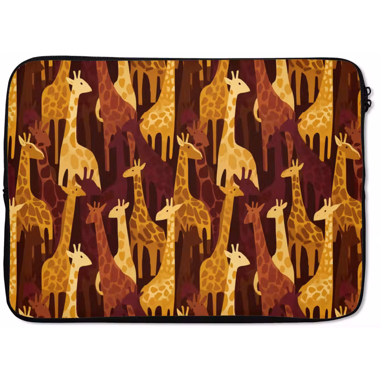 Laptophoes - Bruin - Giraffen - Safari - Patroon — 1