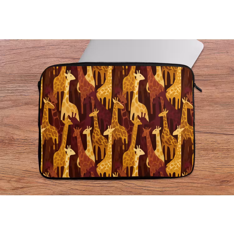 Laptophoes - Bruin - Giraffen - Safari - Patroon — 2