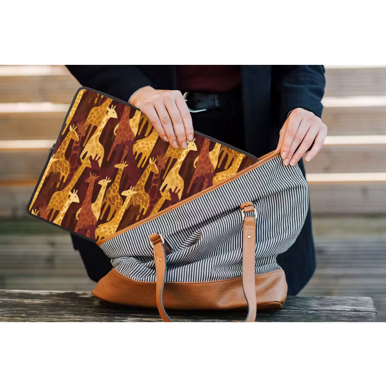 Laptophoes - Bruin - Giraffen - Safari - Patroon — 4