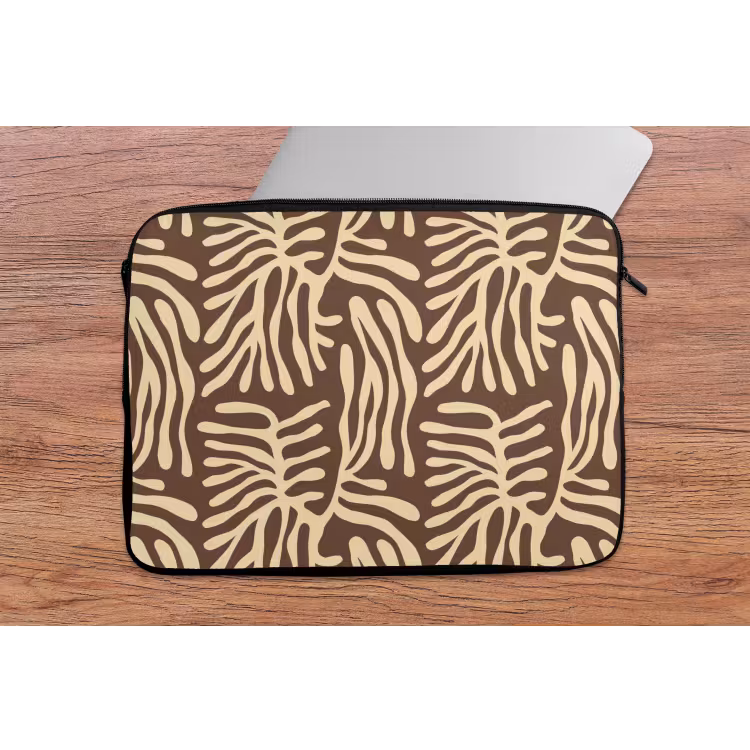 Laptophoes - Bruin - Koraal - Expressief - Patroon — 2