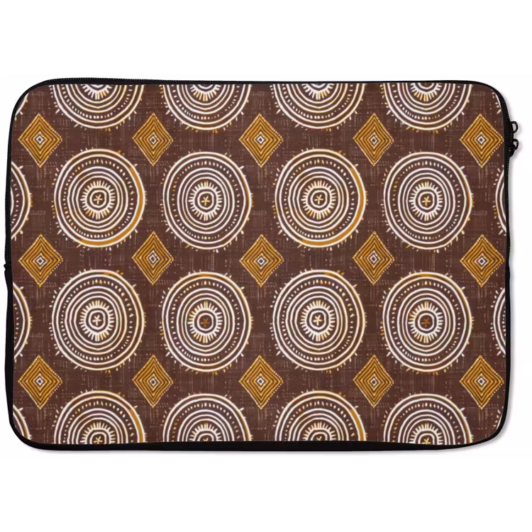 Laptophoes - Chocoladebruin - Etnisch - Tribaal - Cirkels - Patroon — 1