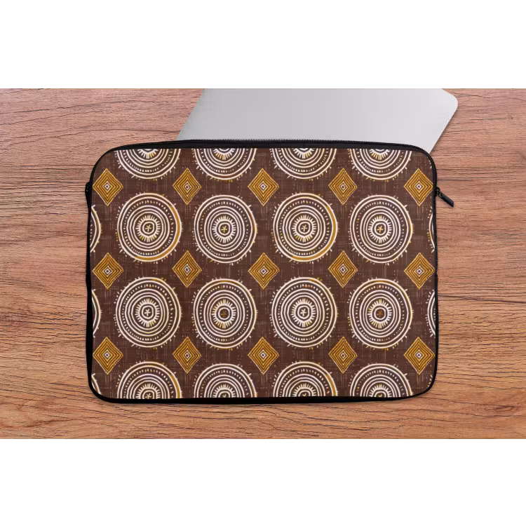 Laptophoes - Chocoladebruin - Etnisch - Tribaal - Cirkels - Patroon — 2