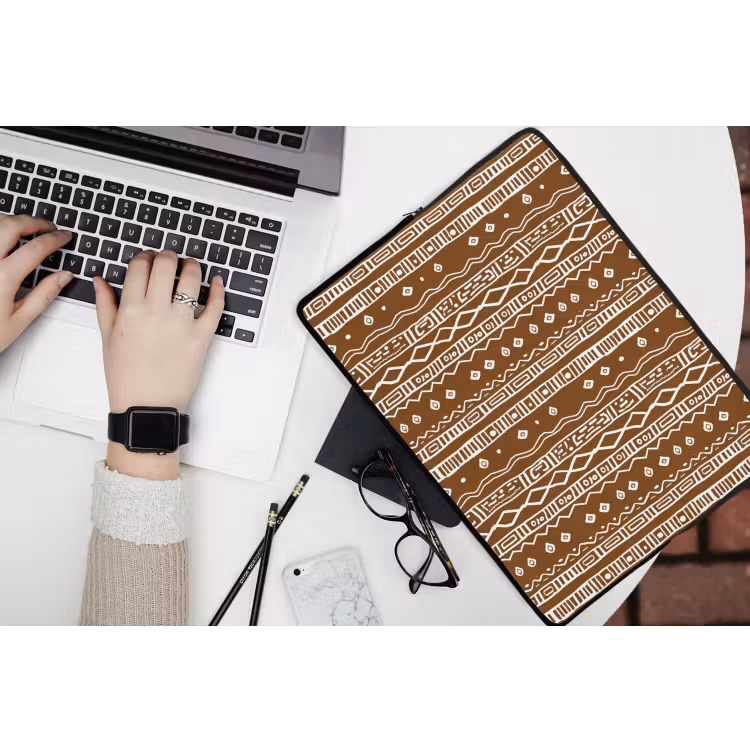 Laptophoes - Chocoladebruin - Etnisch - Tribaal - Patroon — 3