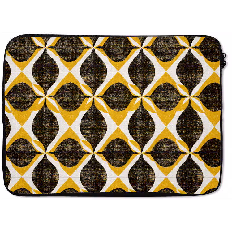 Laptophoes - Geel - Zwart - Geometrisch - Retro - Textuur — 1