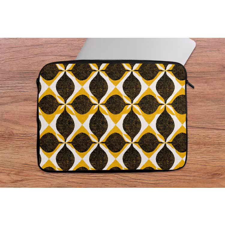 Laptophoes - Geel - Zwart - Geometrisch - Retro - Textuur — 2