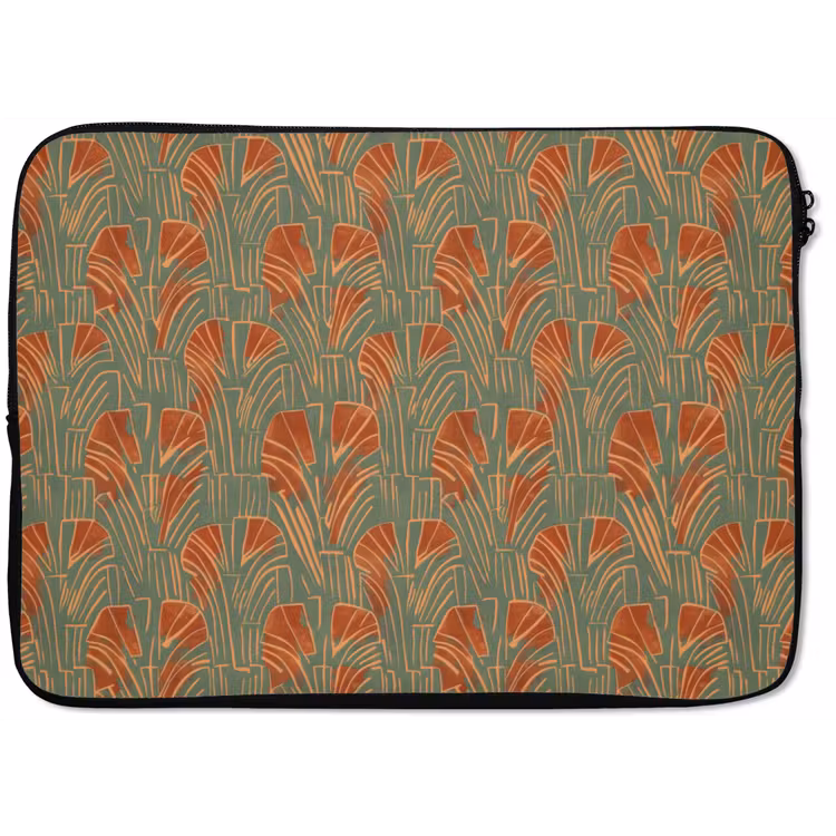 Laptophoes - Groen - Terracotta - Deco - Waaiers — 1