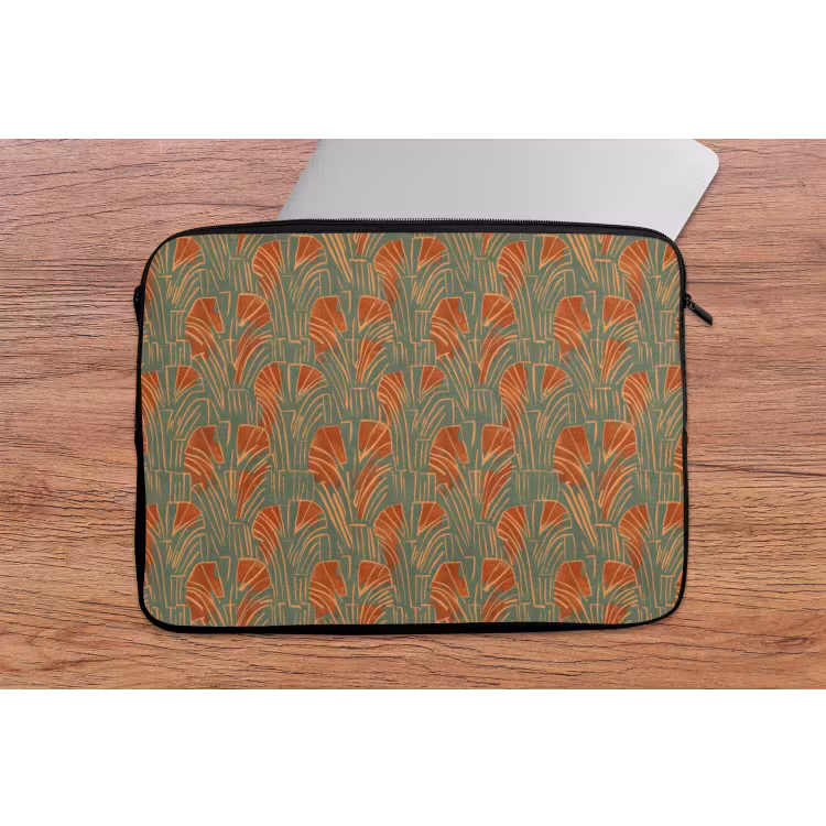 Laptophoes - Groen - Terracotta - Deco - Waaiers — 2
