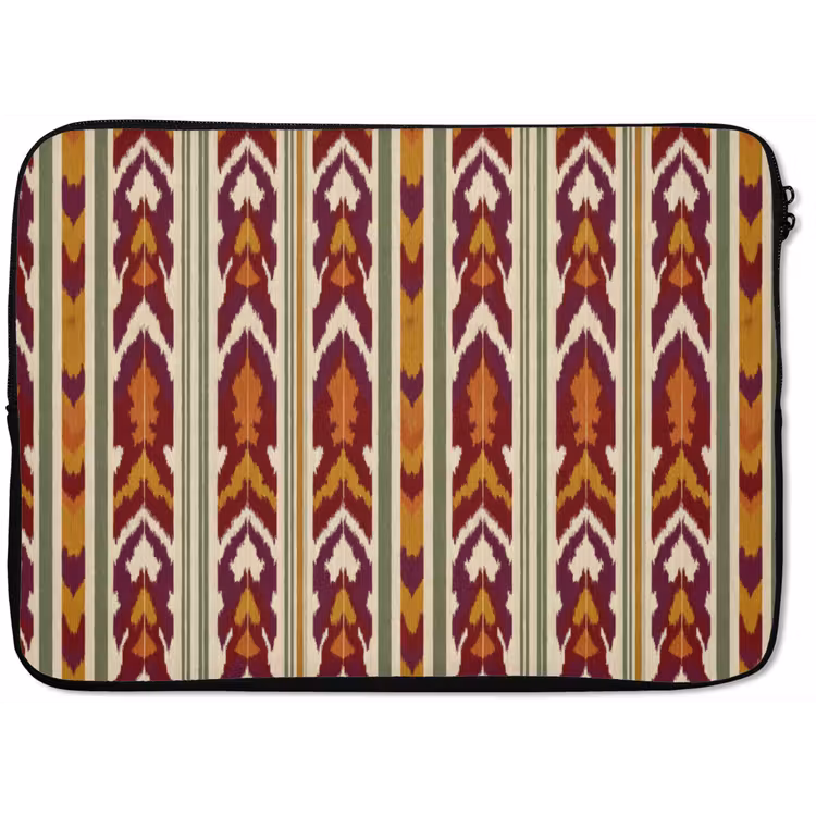 Laptophoes - Ikat - Bordeauxrood - Etnisch - Patroon — 1