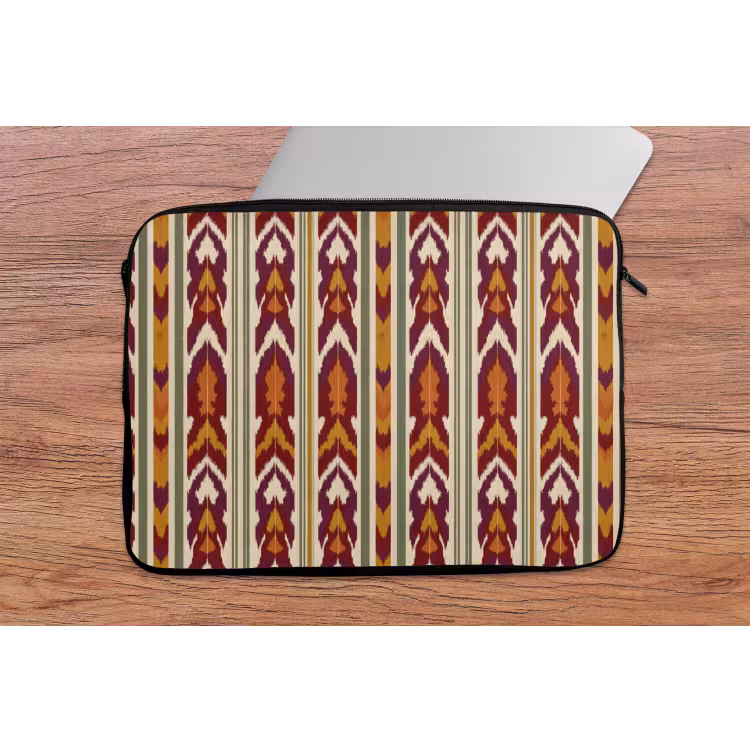 Laptophoes - Ikat - Bordeauxrood - Etnisch - Patroon — 2