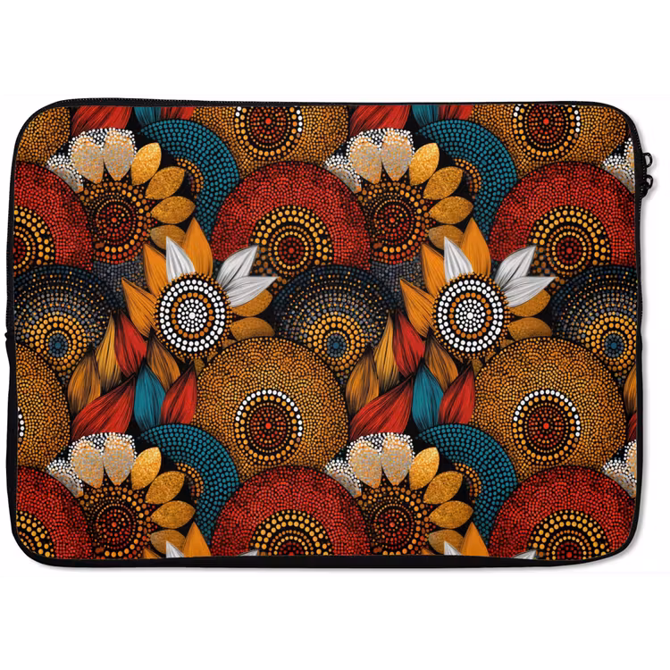 Laptophoes - Kleurrijk - Aboriginal - Dot Painting - Botanisch - Patroon — 1