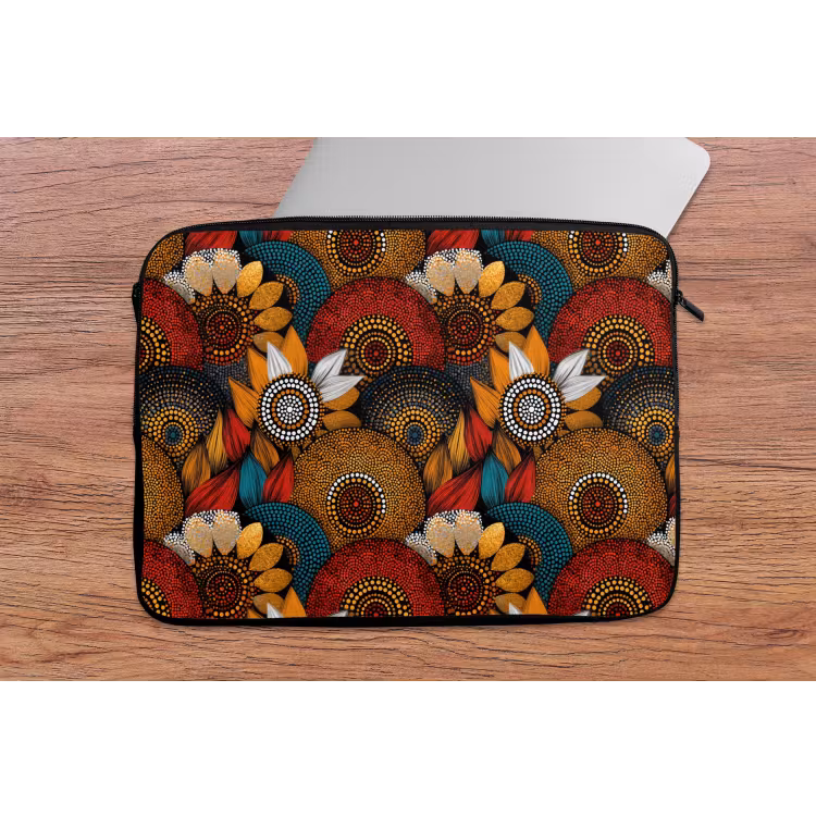 Laptophoes - Kleurrijk - Aboriginal - Dot Painting - Botanisch - Patroon — 2