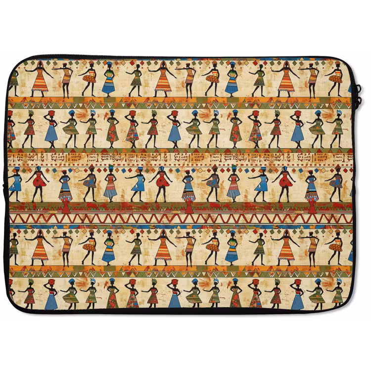 Laptophoes - Kleurrijk - Afrikaans - Etnisch - Dansende Vrouwen - Patroon — 1