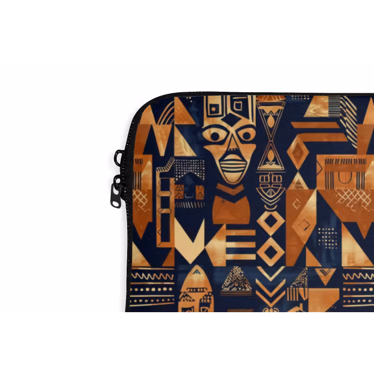 Laptophoes - Nachtblauw - Koper - Tribaal - Maskers — 5
