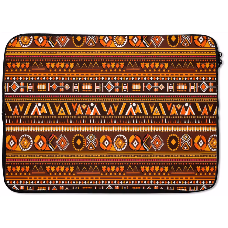 Laptophoes - Oranje - Etnisch - Tribaal - Geometrisch - Patroon — 1